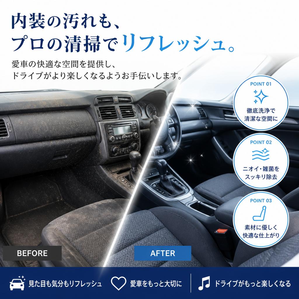 4. 車内清掃で快適なドライブ空間を