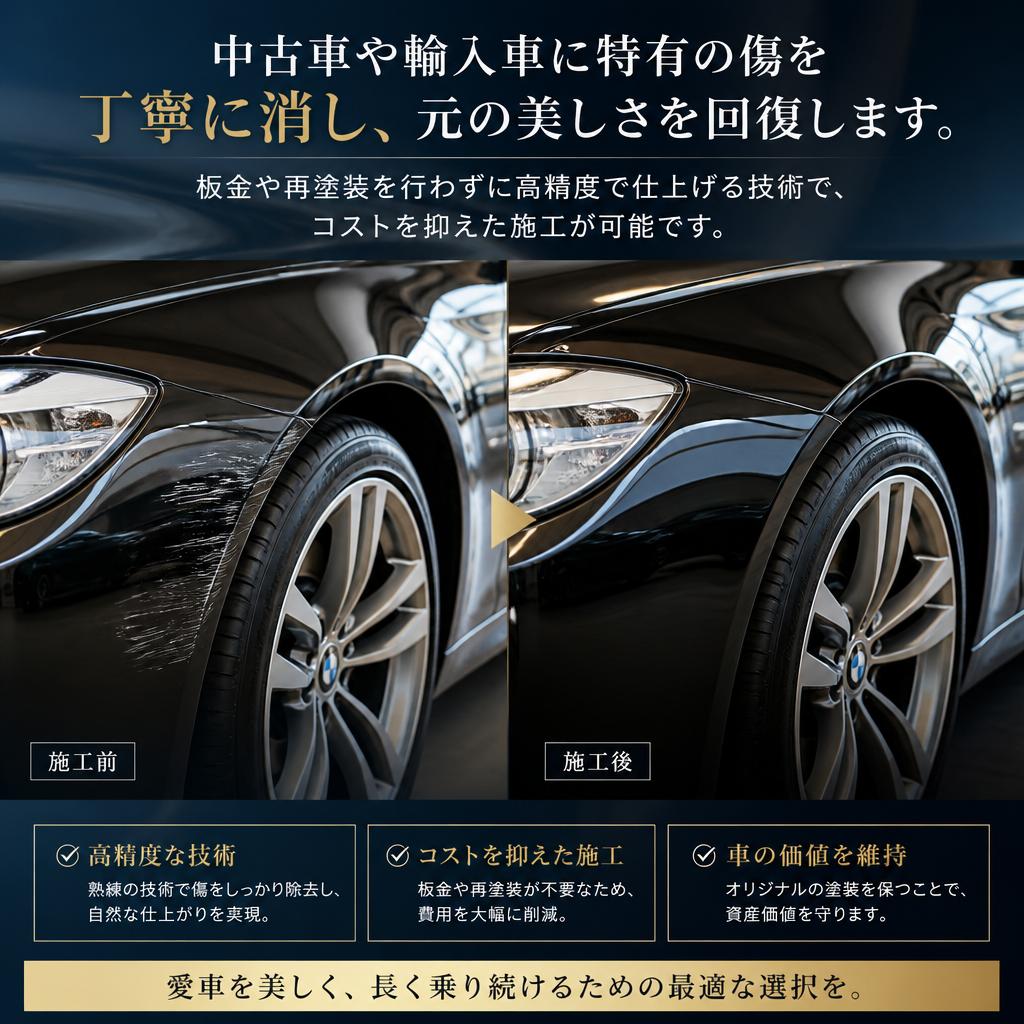 傷消し技術で中古車も美しく