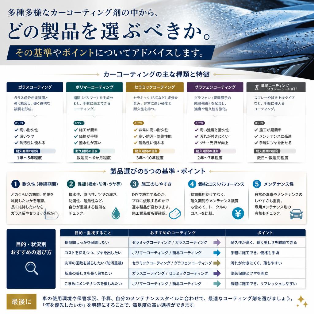 カーコーティング剤の選び方