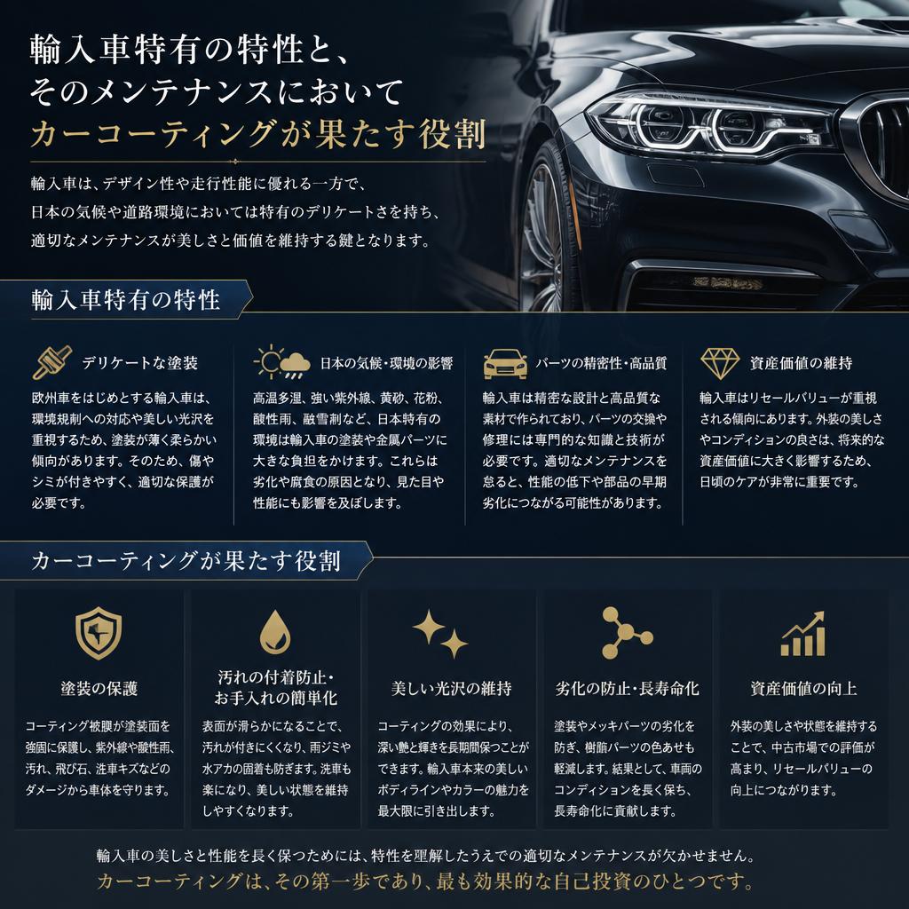 5. 輸入車のメンテナンスにはコーティングが必須