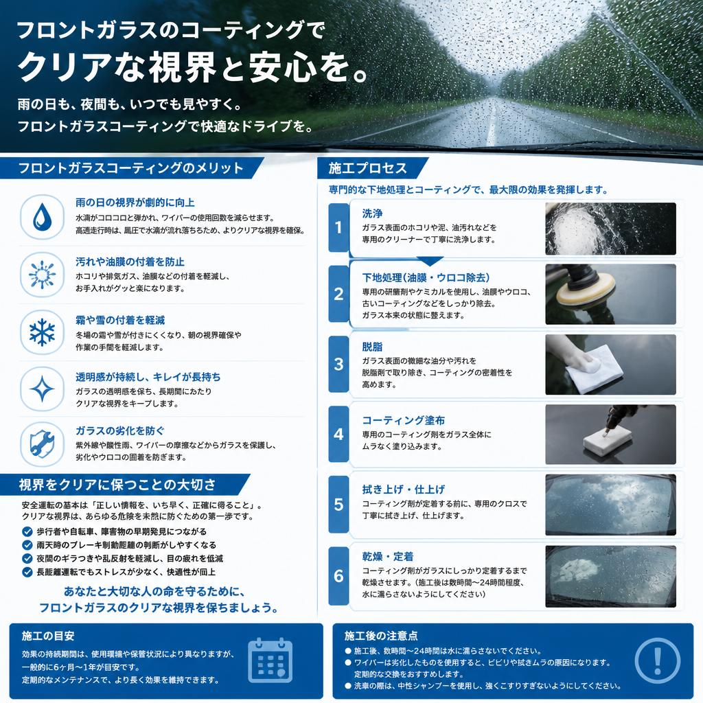 フロントガラスコーティングのポイント