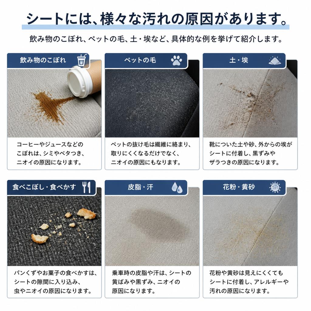 2. シート汚れの主な原因