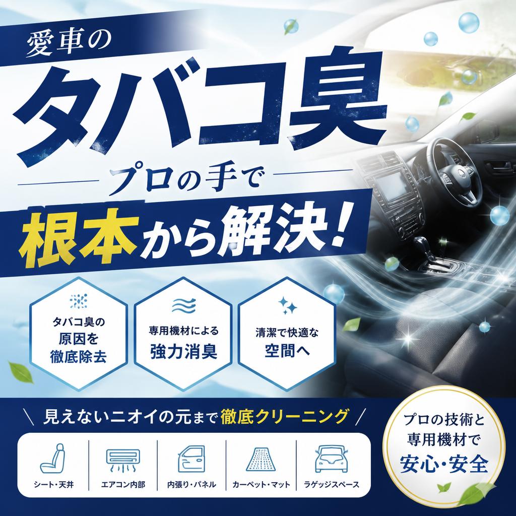 愛車のタバコ臭、プロの手で根本から解決！