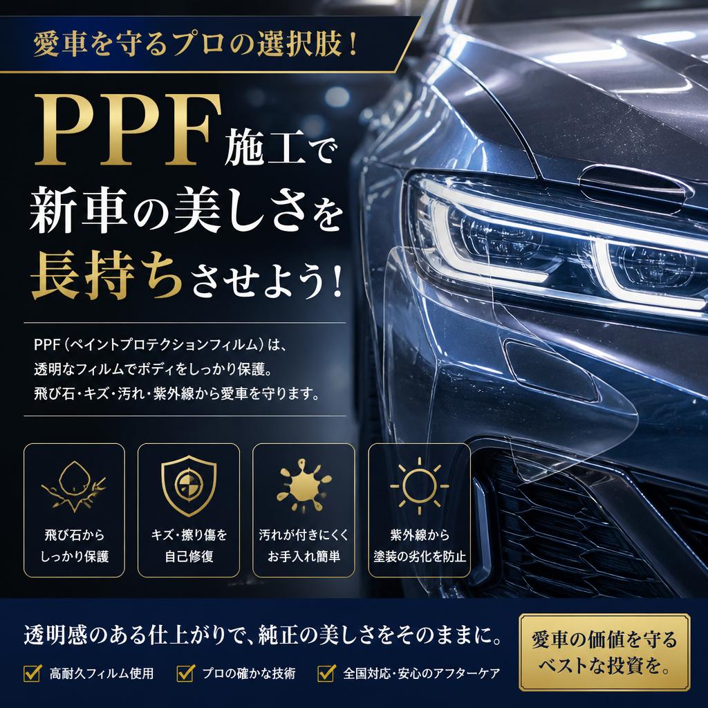 愛車を守るプロの選択肢！PPF施工で新車の美しさを長持ちさせよう！