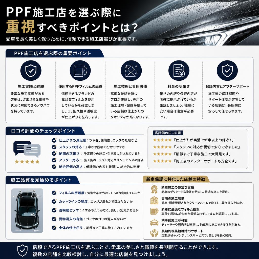 評判の良いPPF施工店の選び方