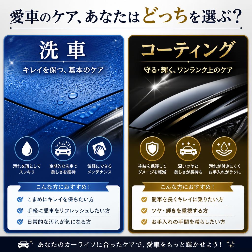 愛車のケア、あなたはどっちを選ぶ？