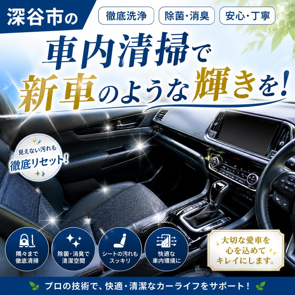 深谷市の車内清掃で新車のような輝きを！