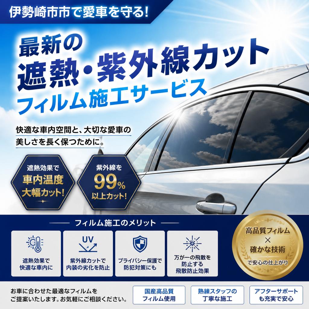 伊勢崎市で愛車を守る！最新の遮熱・紫外線カットフィルム施工サービス