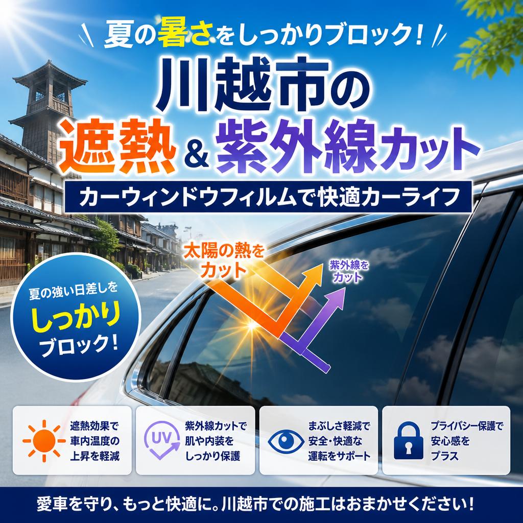 夏の暑さをしっかりブロック！川越市の遮熱＆紫外線カットカーウインドウフィルムで快適カーライフ