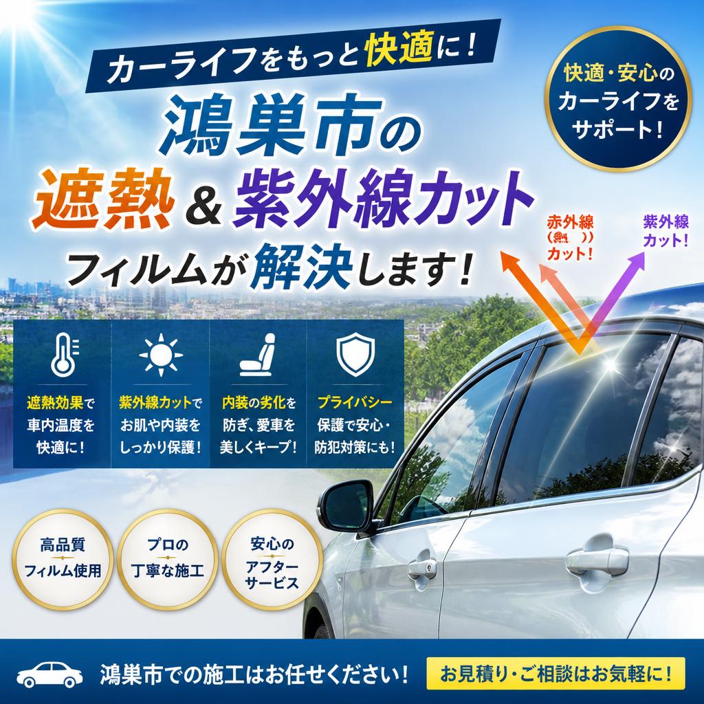 カーライフをもっと快適に！鴻巣市の遮熱＆紫外線カットフィルムが解決します！