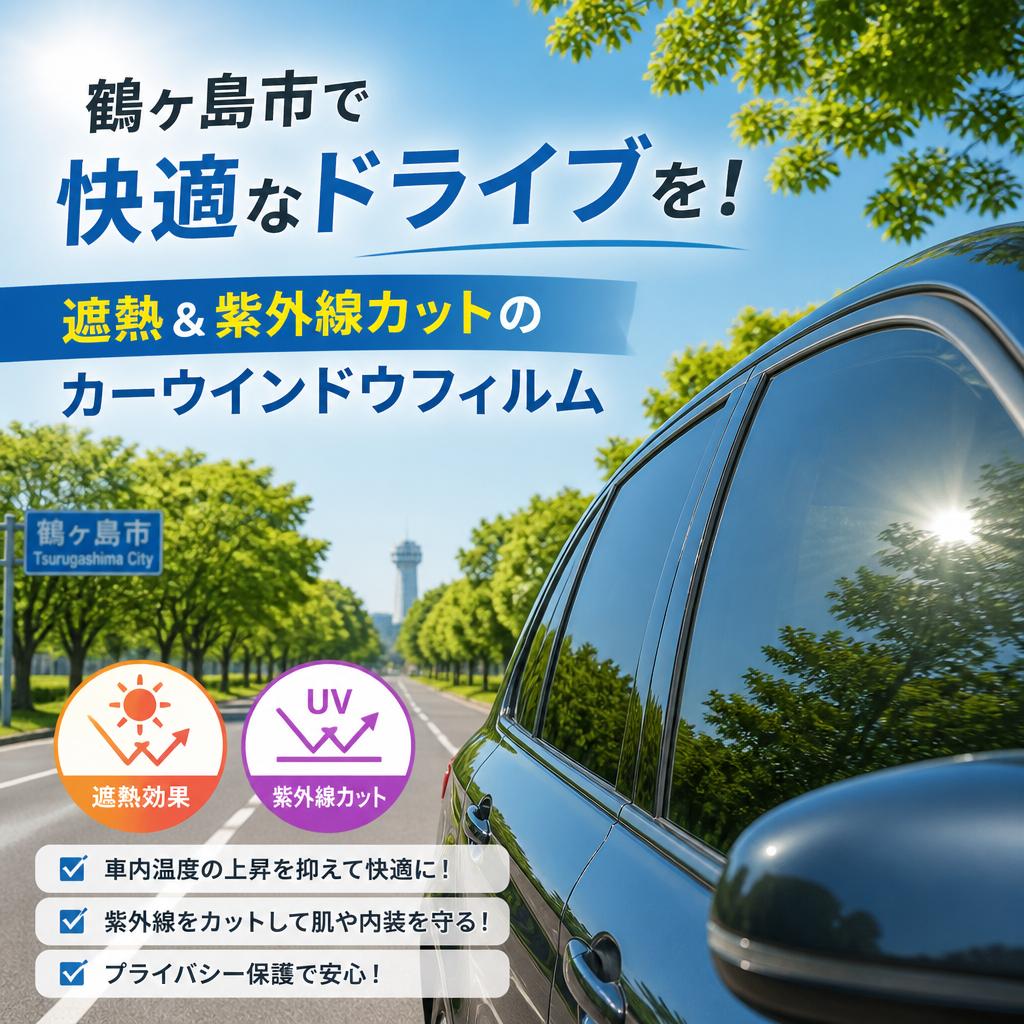 鶴ヶ島市で快適なドライブを！遮熱＆紫外線カットのカーウインドウフィルム