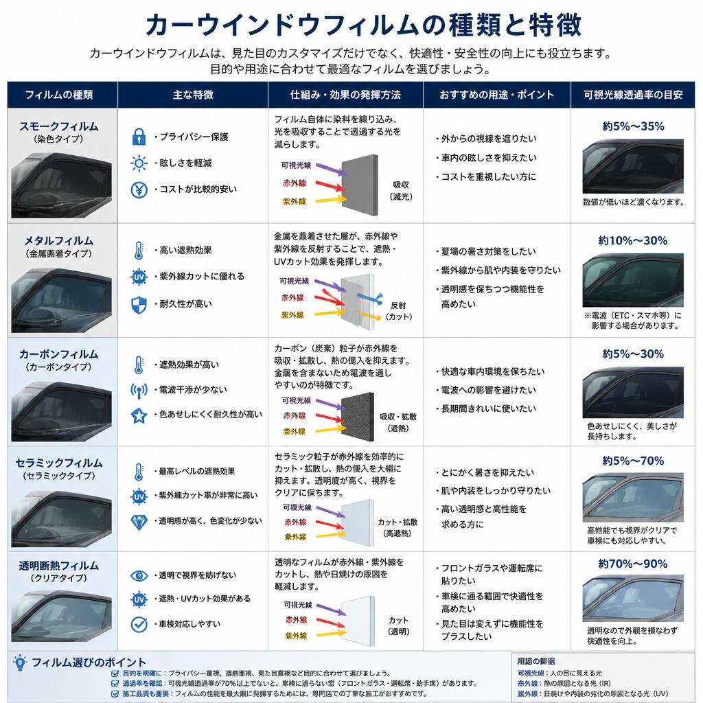 遮熱・紫外線カットフィルムの種類とメリット