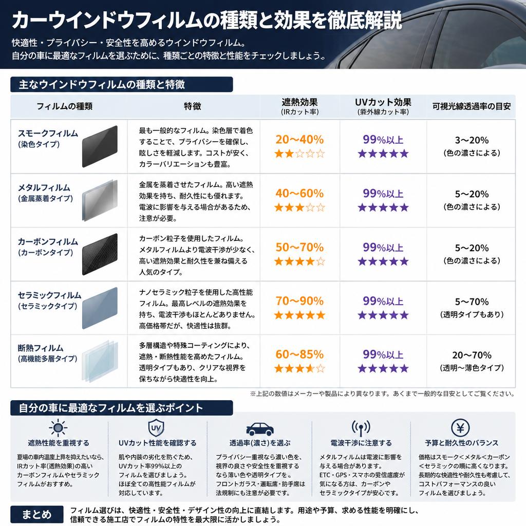 2. 遮熱＆紫外線カットフィルムの種類と効果