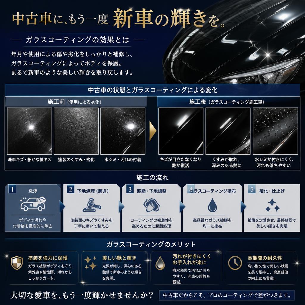 3. 中古車でも新車のような輝きを