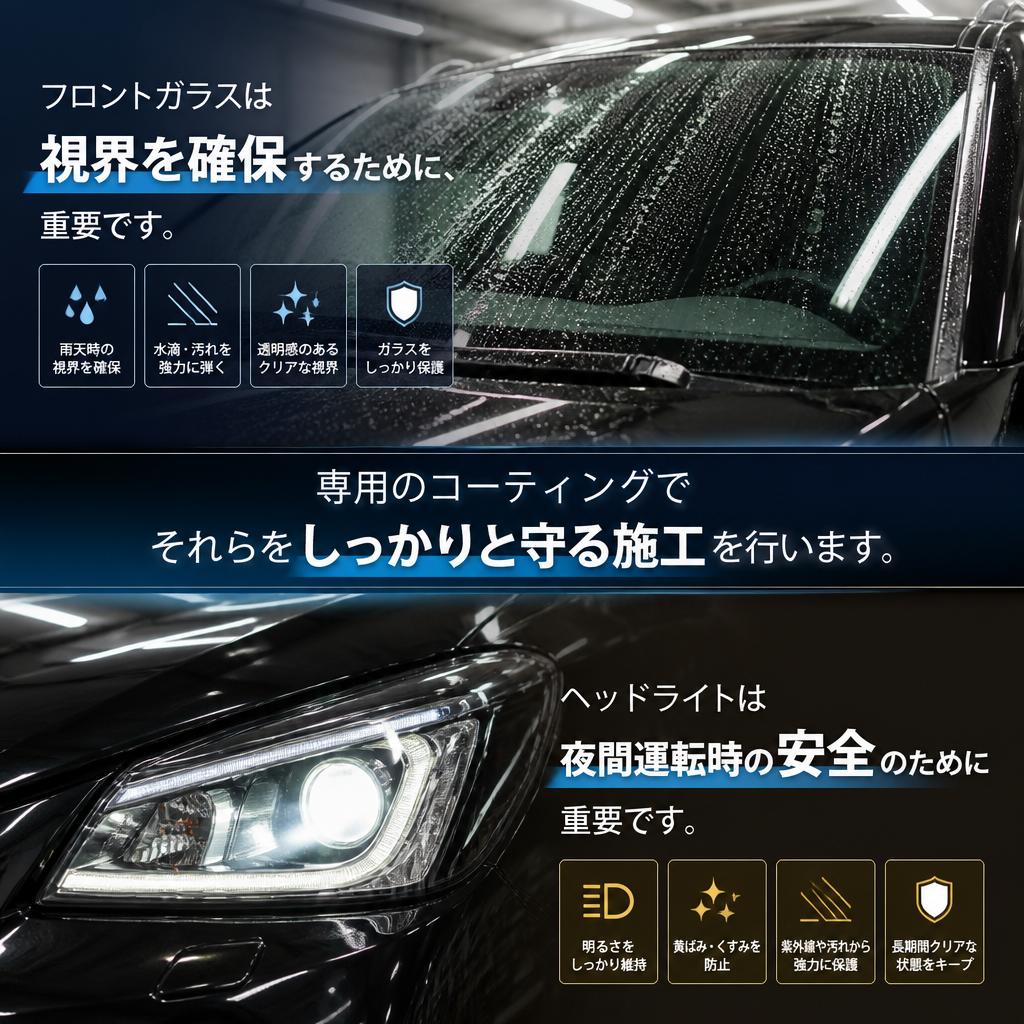 フロントガラスとヘッドライトの保護